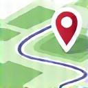 Ícono de un mapa con una ruta trazada.