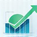 Ícono de un gráfico circular con una flecha de crecimiento.