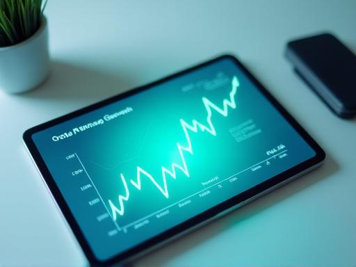 Gráfico de crecimiento de inversión en una tablet.